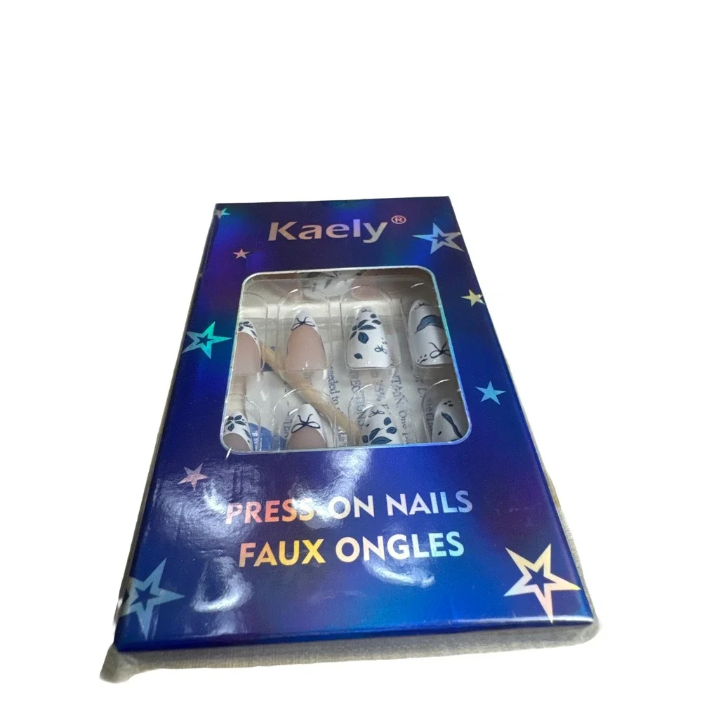 Press On False‎ Nails Bundle Lot of 2 Floral Strawberry French Tip NIB Cute Chic
